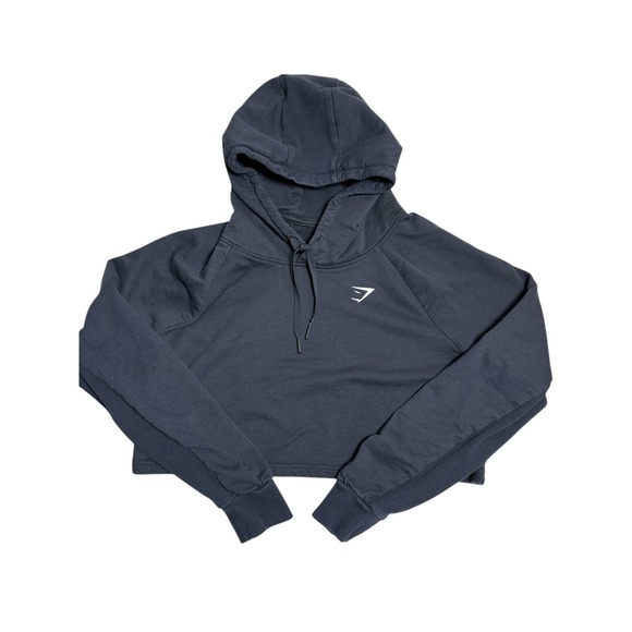 Gymshark Black Cropped Hoodie Long Sleeve Athletic Workout Top Womens L - Picture 5 of 11